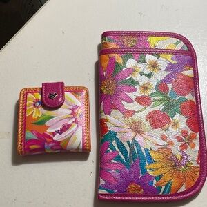 Floral Pink Sunglasses Case and Wallet Set